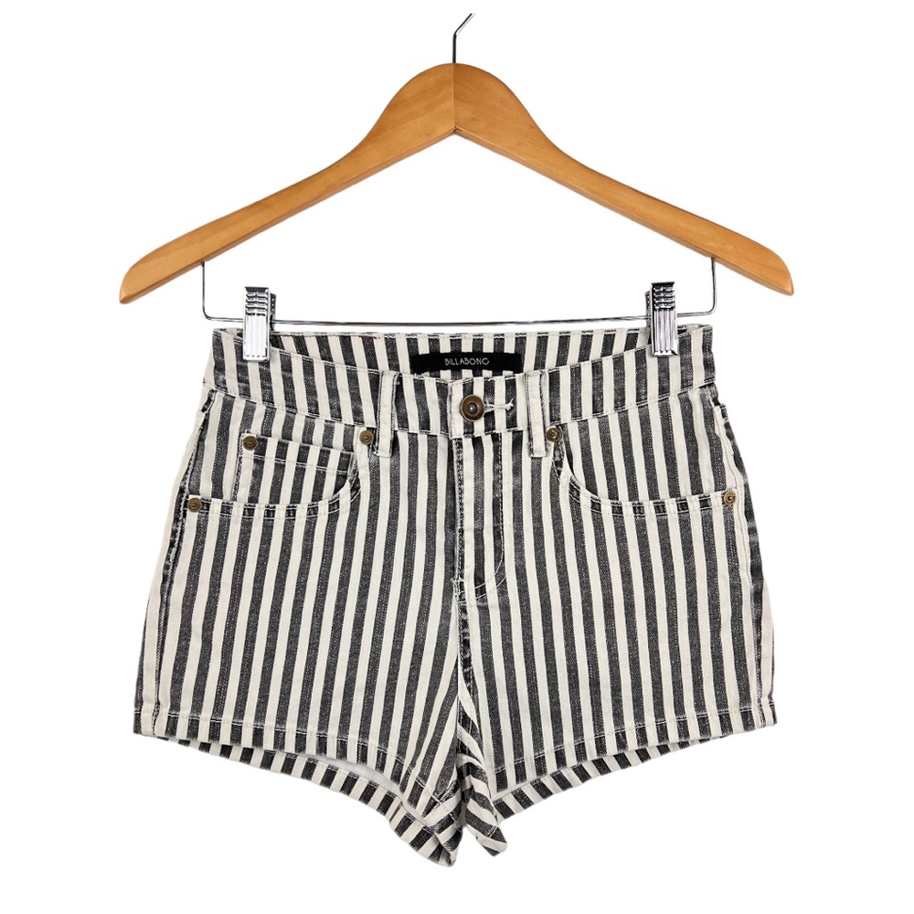BILLABONG Stripe High-Rise Y2K Style Cotton-Blend Denim Shorts | Size US 25